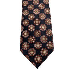 Jos. A. Bank Black & Orange Geometric Print 100% Silk Mens Tie Necktie